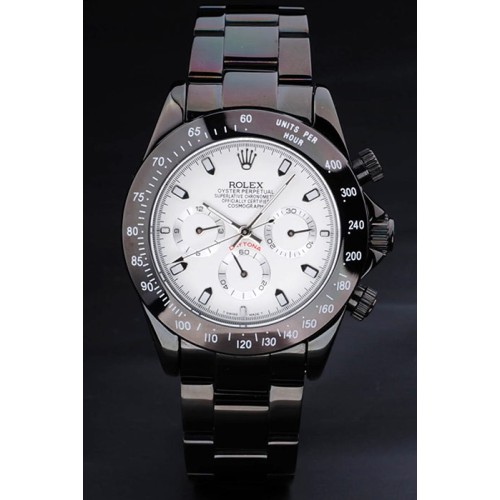 Rolex Daytona Swiss Movement Monochrome Watch Black Dial 48mm