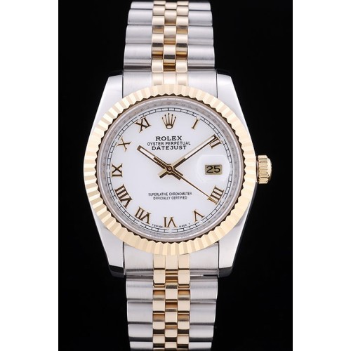 Rolex Swiss Movement Two-color Watch White Dial 44mm