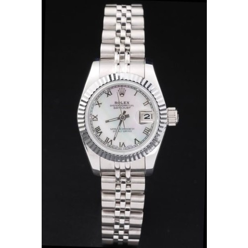 Rolex Datejust Swiss Movement Replica Ladies Silver Watches White Dial 34mm 