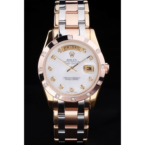 Rolex Day-Date Swiss Movement Quality Replica gentlemen Watches Automatic Gold Watch White Dial 48mm