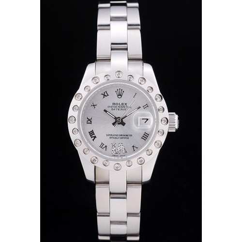Rolex  Swiss Movement Monochrome Watch White Dial 35mm