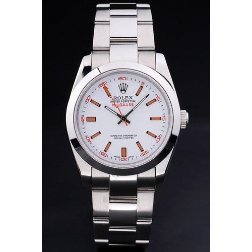 Rolex Milgauss Swiss Monochrome Watch White Dial 45mm
