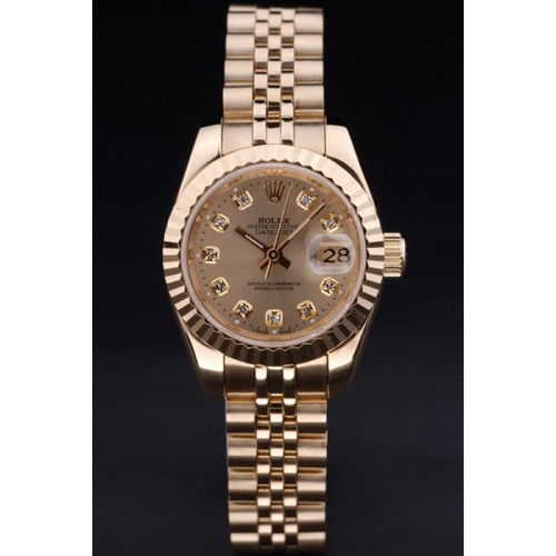 Rolex Datejust Swiss Movement Quality Replica Watches Gold Watch chocolate Dial 33mm