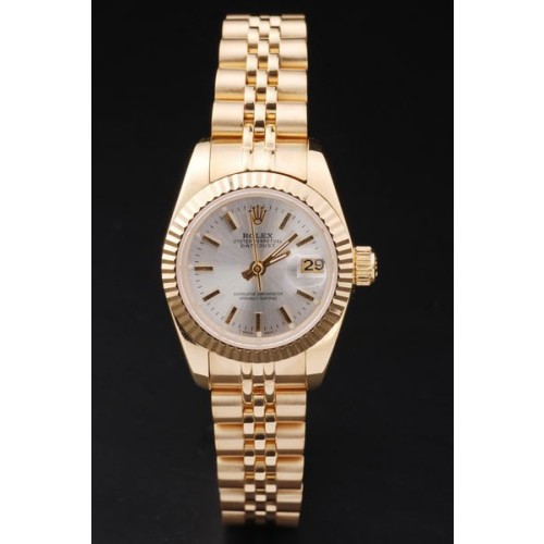 Rolex Datejust Swiss Movement Replica Ladies Watches Gold Watch Grey Dial 34mm