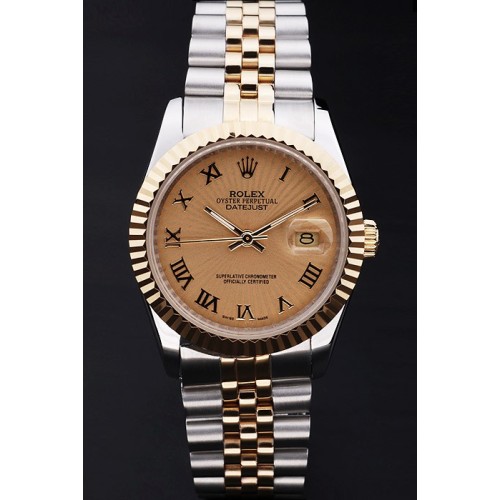 Rolex Datejust Swiss Replica Men Watch Silver Watch Gold Dial 45mm