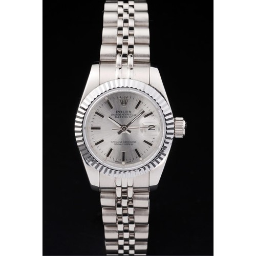 Rolex Datejust Swiss  Movement Replica Ladies  Silver Watches Silver Dial 34mm