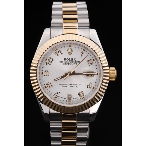 Rolex Datejust Swiss Replica Watch Silver Gold Watch White Dial 47mm