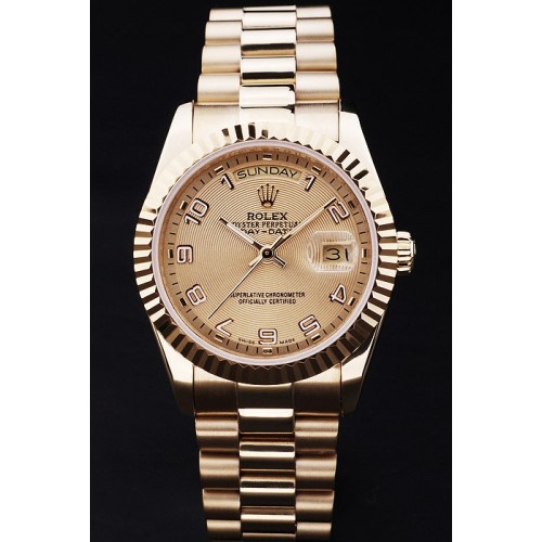 Rolex Day-Date Swiss Movement Quality Replica Watches Automatic Gold watch Gold Dial 45mm