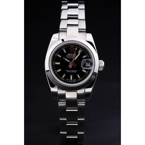 Rolex Milgauss Swiss Movement Monochrome Watch Black Dial 34mm