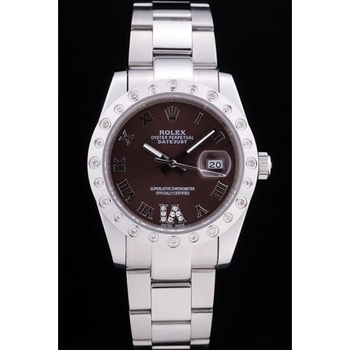 Rolex rl328 Swiss Movement Monochrome Watch Brown Dial 44mm