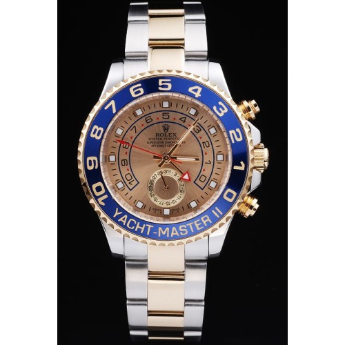 Rolex Yacht-Master Swiss Movement Two-color Watch Gold Dial 48mm