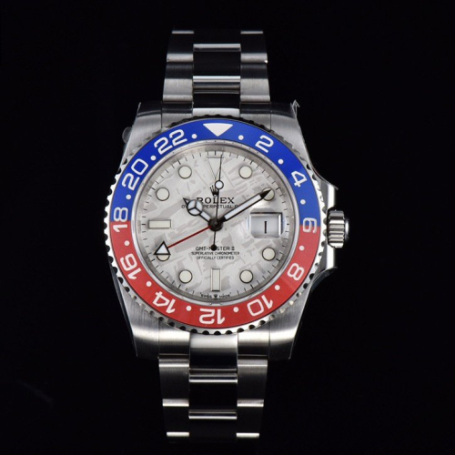 High End Replica Swiss Rolex GMT-Master II Automatic Chronometer Meteorite Dial Pepsi Bezel Watch M126179